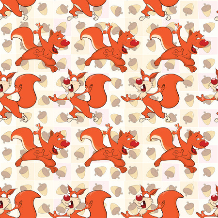 Background with Cute Squirrels. Seamless Patternのイラスト素材