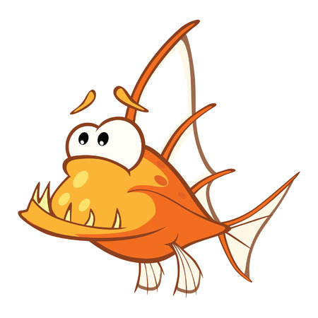 Illustration of a Monk fish. Deep-water fish. Cartoon Characterのイラスト素材