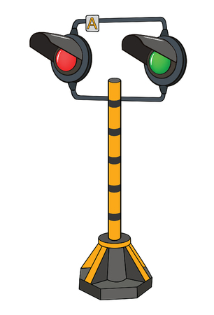 Illustration Railway Traffic Light. Semaphore. Cartoonのイラスト素材