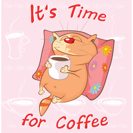 Illustration of a Cute Cat. Background with Catのイラスト素材