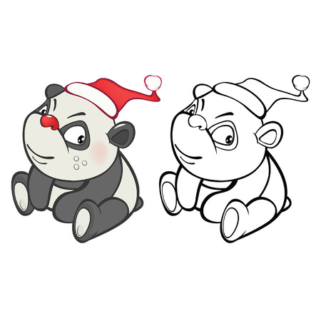Panda for you Design and Computer Game. Coloring Book Outline Setのイラスト素材