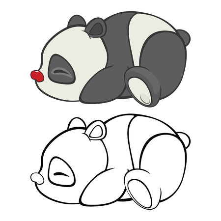 Panda for you Design and Computer Game. Coloring Book Outline Setのイラスト素材
