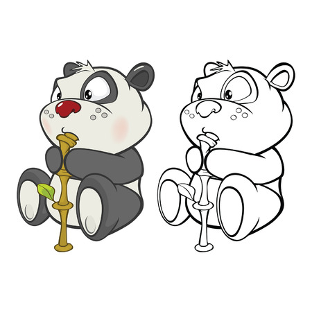 Panda for you Design and Computer Game. Coloring Book Outline Setのイラスト素材