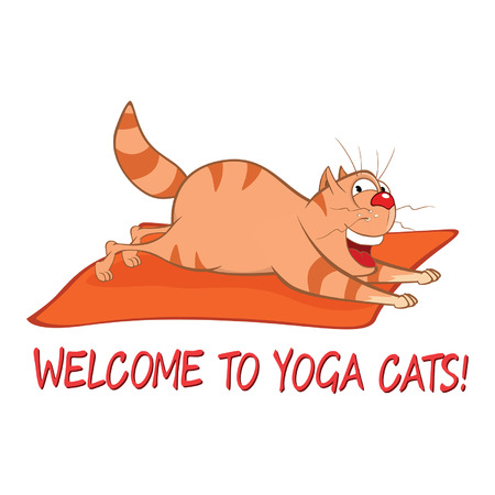 Essential Yoga Poses for Cats. Vector Illustration of a Cute Cat. Cartoon Characterのイラスト素材