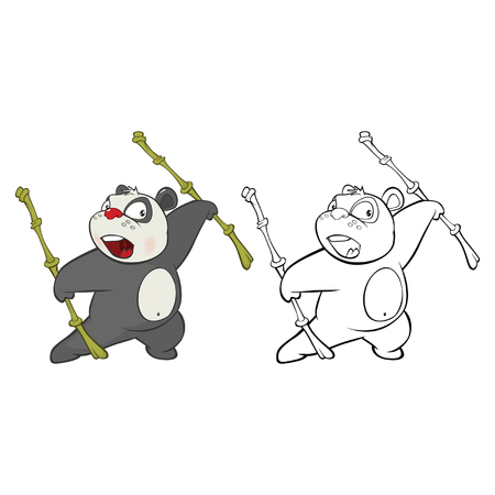 Panda for you Design and Computer Game. Coloring Book Outline Setのイラスト素材