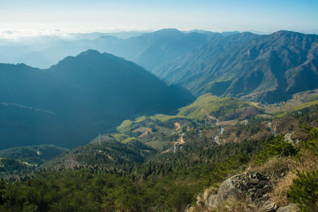 Sunrise mountain sceneryの写真素材