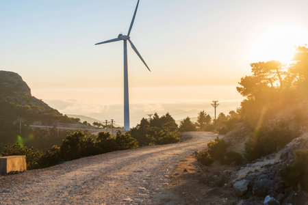 Windmill mountain sunrise scenery