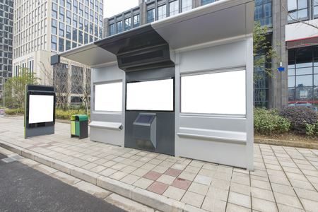 Bus station billboardsの写真素材