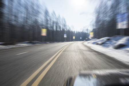 Snow forest speed roadの写真素材