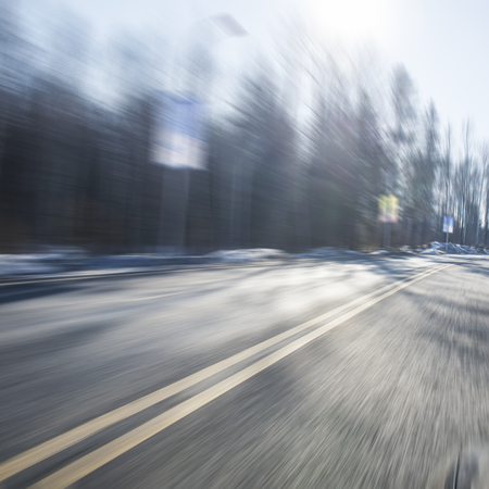 Snow forest speed roadの写真素材