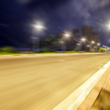 Night city road in speed modeの写真素材