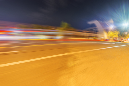 Night city road in speed modeの写真素材