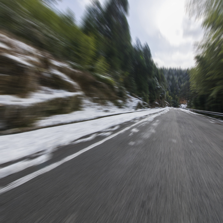 Snowy winding road