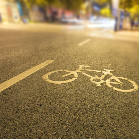 Bicycle lanes at nightの写真素材