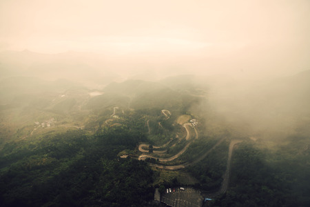 Mountains overlooking the highwayの写真素材