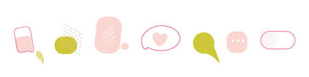 Group of creativity speech-bubbles. Icons set isolated in pastel colors.Flat vector illustration for designers templates.のイラスト素材