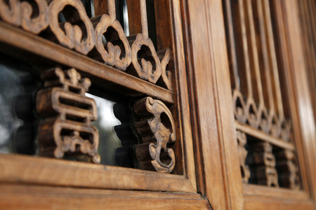 Ancient Chinese architecture wood carving, exquisite craftの写真素材