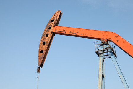 Close-up of beam pumping unitの写真素材