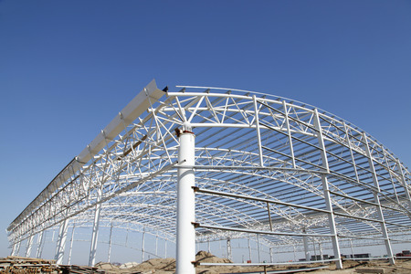 Steel frame structure, under the blue sky