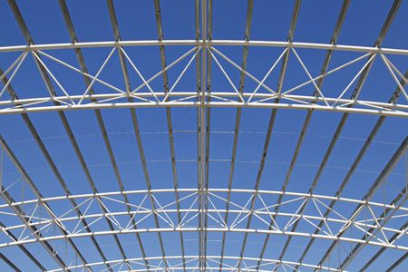 Steel frame structure, under the blue sky, very beautifulの写真素材