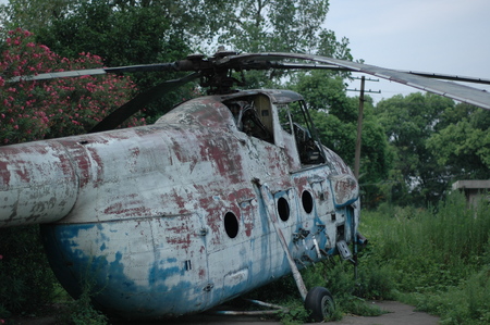 Abandoned Chinese helicopterの写真素材