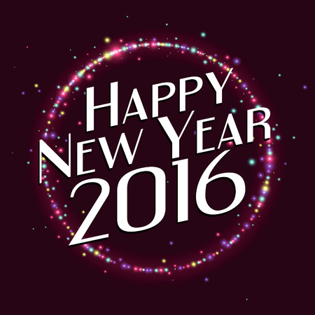 "2016" font design, colorful spot background.のイラスト素材