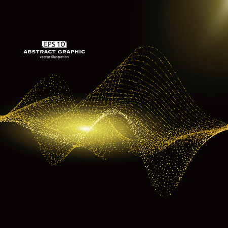 Dot pattern composed of mesh, golden abstract graphics.のイラスト素材