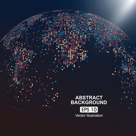three-dimensional map of the world with colorful dotsのイラスト素材