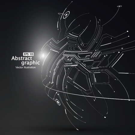 Point and curve constructed the technological sense abstract illustration.のイラスト素材