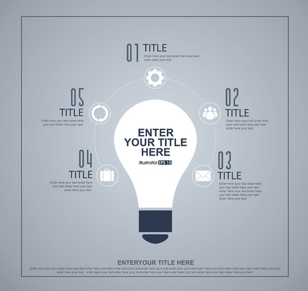 Vector infographics. Template map, Light bulb, presentation and graphics.parts, steps or processes. Abstract background.のイラスト素材