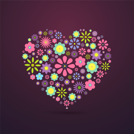 Heart-shaped flower compositionのイラスト素材