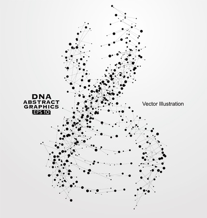 DNA abstract graphics, consisting of points and lines.のイラスト素材