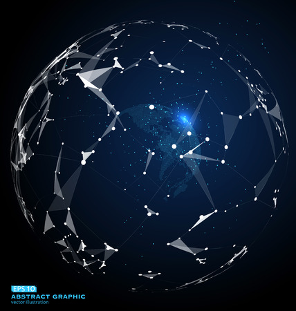 World map point, line, composition, representing the global, Global network connection, a sense of science and technology, international meaning.のイラスト素材
