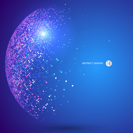 Colorful dots abstract sphere, science and technology vector illustration.のイラスト素材