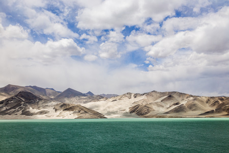 Salt lake on the plateau, the vast background .の写真素材