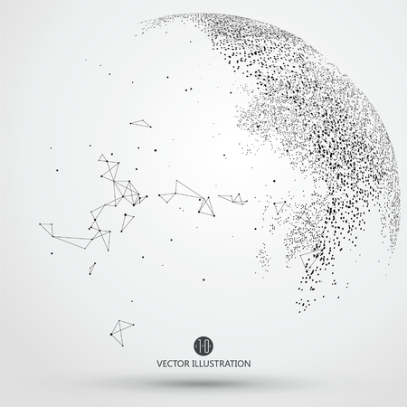 Dots three-dimensional map of the world, abstract graphics.のイラスト素材