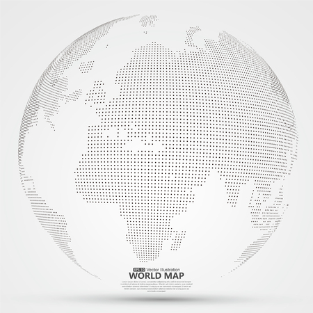 Three-dimensional abstract planet, dots, representing the global, international meaning.のイラスト素材