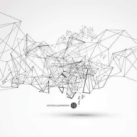 Dot line connected to the abstract graphics, the meaning of network connection.のイラスト素材