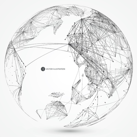 World map point, line, composition, representing the global, Global network connection,international meaning.のイラスト素材