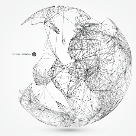 World map point, line, composition, representing the global, Global network connection,international meaning.のイラスト素材