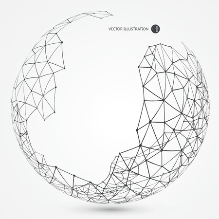 Linear connection made of circular abstract image.のイラスト素材