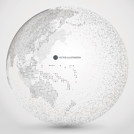 Three-dimensional abstract planet, dots, representing the global, international meaning.のイラスト素材