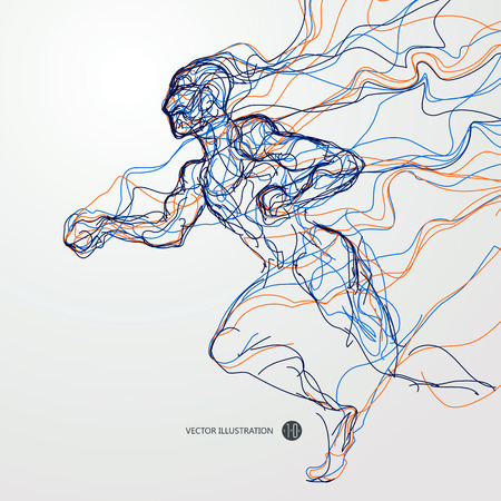Running Man Colored Lines Drawing Royalty Free Vector Graphics