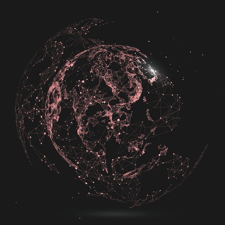 Point, Line and constitute an abstract map of the world, a sense of science and technology.のイラスト素材