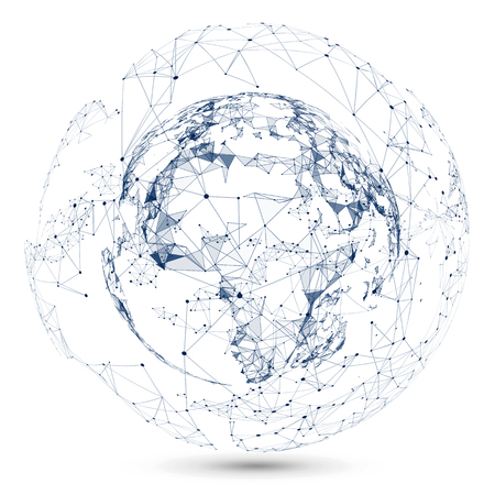 Point, Line and constitute an abstract map of the world, a sense of science and technology.のイラスト素材