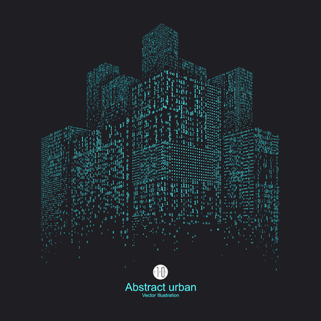 A high - rise graphic design consisting of binary numbers.のイラスト素材