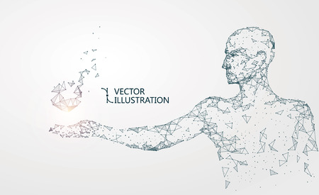 Lines connected to people, symbolizing the meaning of artificial intelligence.のイラスト素材