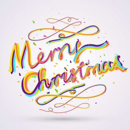 Merry Christmas font design, festival background.のイラスト素材