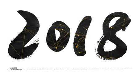 illustrated calligraphy of 2018のイラスト素材