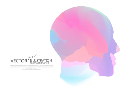 The color of the gradient is mixed into the shape of the male head, illustration.のイラスト素材